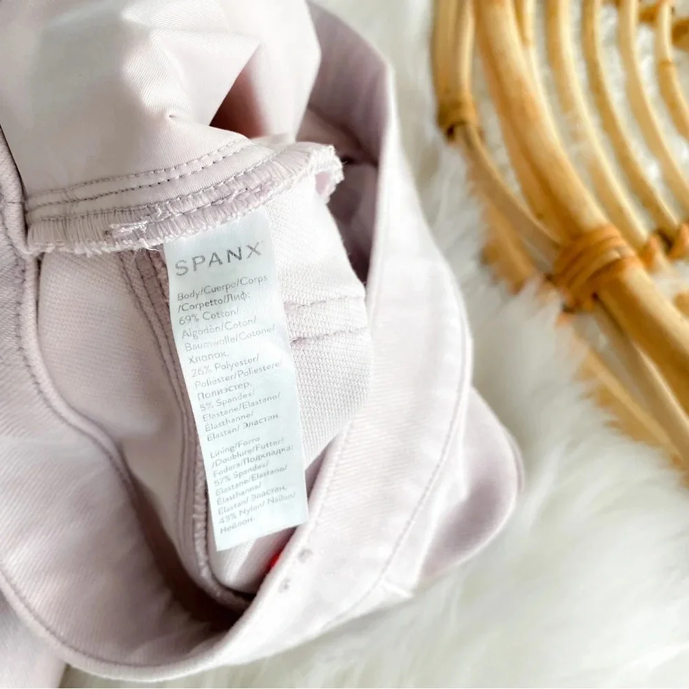 Spanx Cut & Sew Cropped Indigo Knit Leggings Pink Dusty Mauve Shaping Pants S